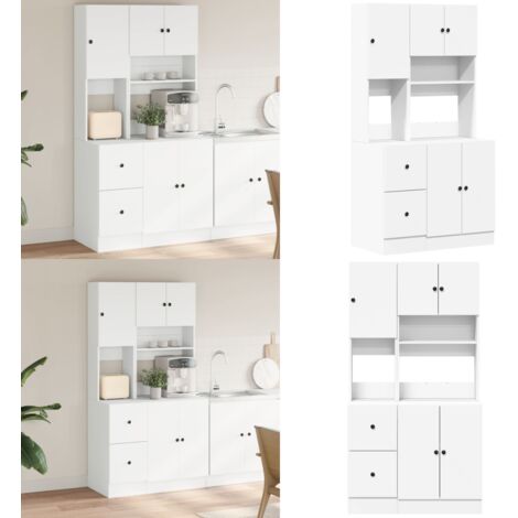 Mobile da Cucina Bianco 95x50x180 cm Legno Multistrato - Armadio da cucina - Mobile da cucina