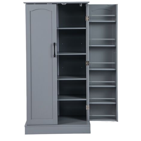 Mobile da cucina con 2 ante e dispositivi anti-ribaltamento contenitore, Mobile credenza per soggiorno Grigio