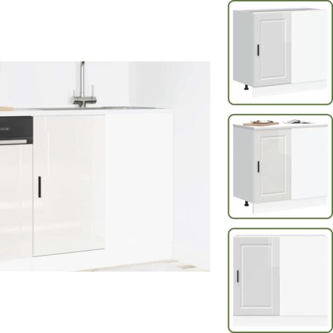 Mobile da cucina con ante - vidaXL Mobiletto da cucina "Porto" Bianco lucido in legno ingegnerizzato - Mobile da cucina con piedini regolabili