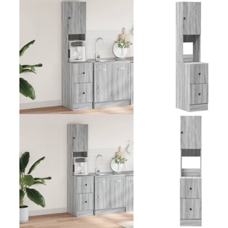 Mobile da Cucina Grigio Sonoma 35x50x180cm in Legno Multistrato - Armadio da cucina - Armadio in legno