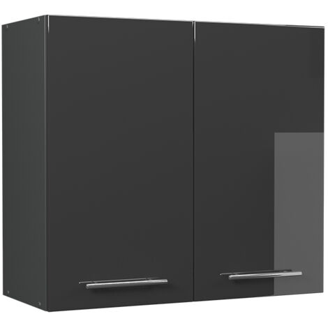Mobile da cucina in vetro Fame-Line, Antracite lucido, 80 cm, Vicco