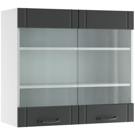 Mobile da cucina in vetro Fame-Line, Antracite rustico, 80 cm, Vicco