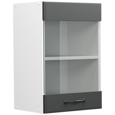 Mobile da cucina in vetro R-Line, Antracite casa di campagna, 40 cm, Vicco