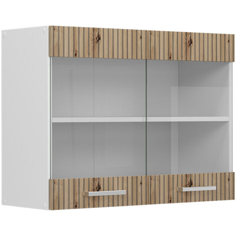 Mobile da cucina in vetro R-Line, Rovere artigianale, 80 cm, Vicco