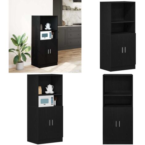 Mobile da Cucina Nero 57x41,5x131,5 cm in Truciolato - Armadio da cucina in truciolato - Armadio da cucina nero