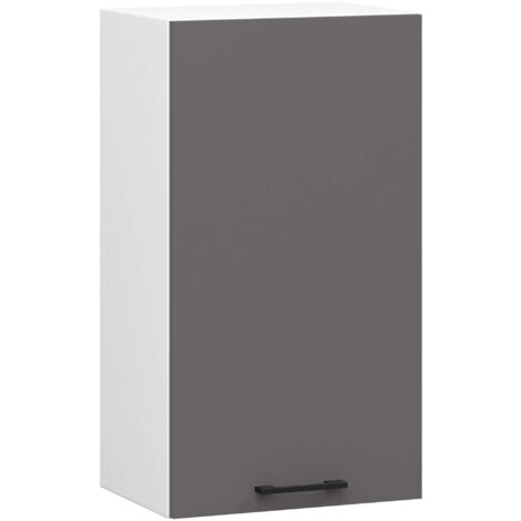 Mobile da cucina pensile sistema AKORD OLIWIA 40 cm H720 Bianco inserto frontale Cemento Grigio Grafite 1 anta 40x30x72 cm