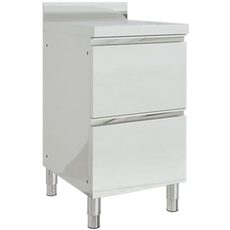 Mobile da cucina professionale da 96 cm con 2 cassetti in acciaio inox