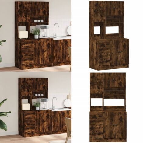 Mobile da Cucina Rovere Fumo 95x50x180 cm Legno Multistrato - Armadio da cucina - Mobile da cucina