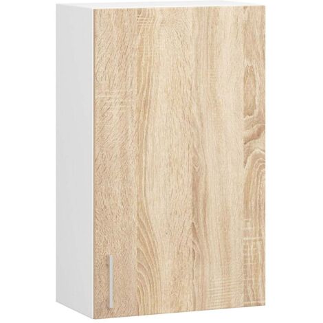 Mobile da cucina sospeso: 2 ante, 2 ripiani, bianco Rovere Sonoma, larghezza: 60 cm, altezza: 58 cm, profondità: 30,5 cm.