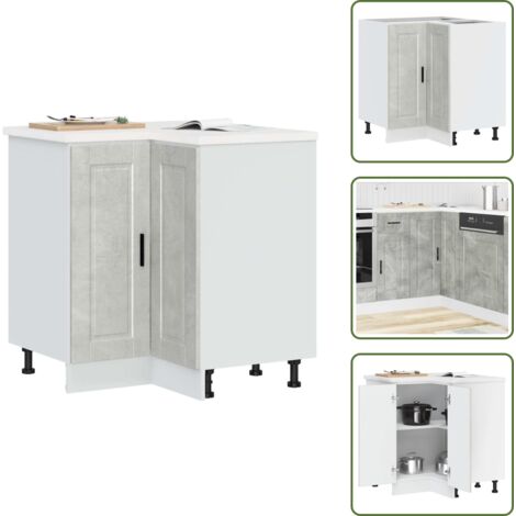 Mobile da cucina - vidaXL Base ad Angolo Cucina Porto Grigio Cemento in Legno Multistrato - Base in truciolato