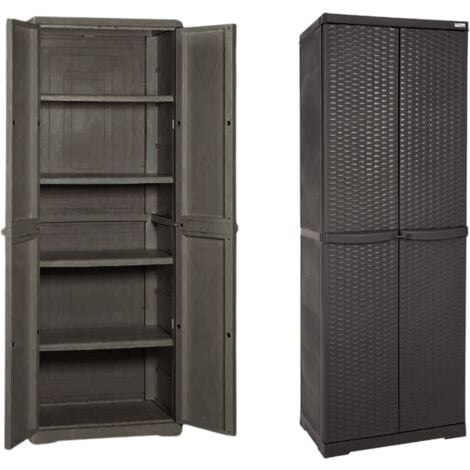 Mobile da esterno in resina effetto rattan wenge 4 ripiani altezza 180cm
