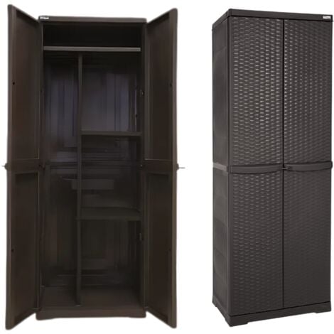 Mobile da esterno resina effetto rattan marrone wengé portascope altezza 180cm