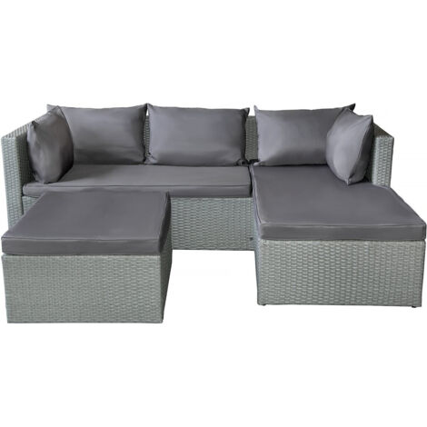 Mobile da giardino basso in resina intrecciata "Diya" 3 posti - Grigio
