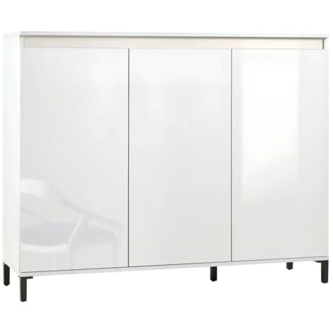Mobile da Ingresso 138x110 cm Bianco Moderno 3 Ante 4 Ripiani