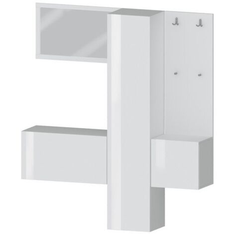 Mobile da ingresso con specchio armadietto e appendiabiti 170x35x191cm - PHOENIX