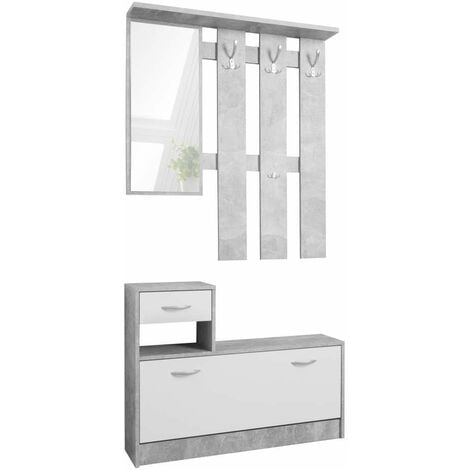 MOBILE INGRESSO MODERNO STOCCOLMA rovere antracite con appendiabiti e  scarpiera EUR 329,90 - PicClick IT