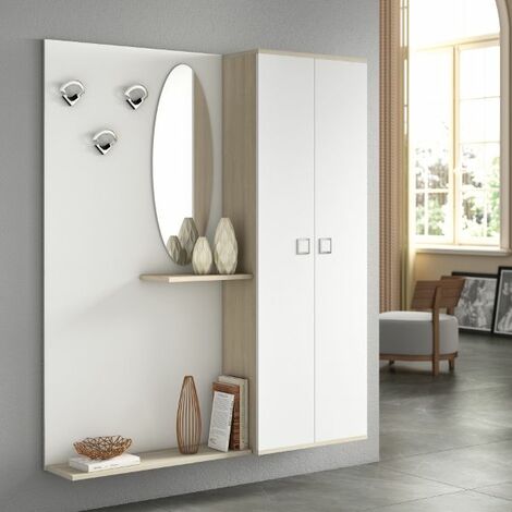 Armadio Da Ingresso Wenge E Rovere Chiaro Attuale Mobiletto Con Scarpiera  Specchio Mensole Ed Appendiabiti Attaccapanni 3 ganci Moderno IU20 :  : Casa e cucina