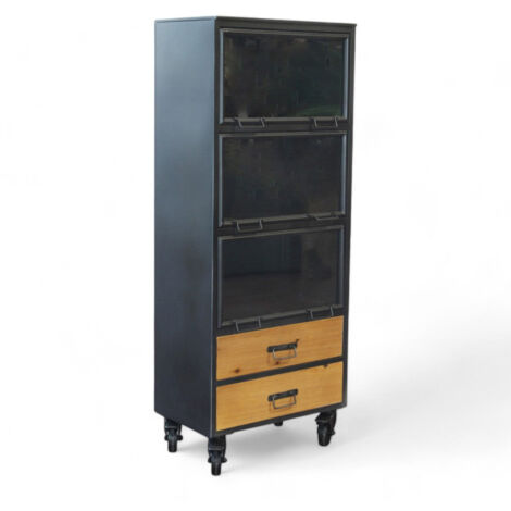 Mobile da ingresso in ferro e legno colore marrone con dimensioni 81x44x183 cm ideale per arredamento