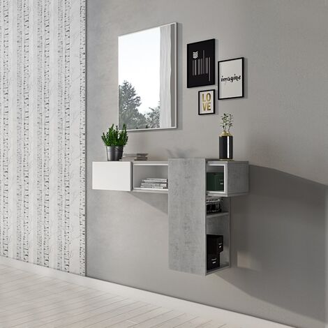 MOBILE DA INGRESSO MOD. MOVE CEMENTO E BIANCO