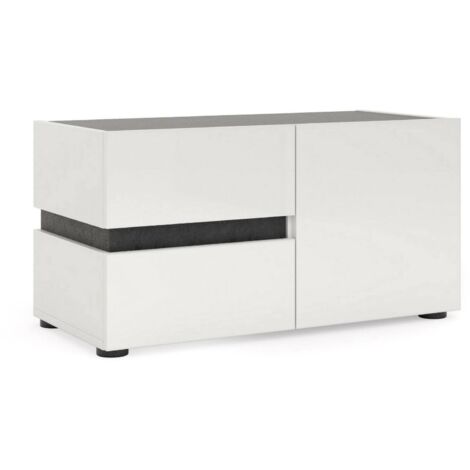 Mobile da Ingresso Seul, 2 Cassetti, un Ripiano Made in Italy, 38x80x42h cm Bianco Lucido