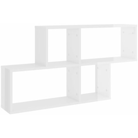 Mobile da parete in legno dotato di 4 scomparti design moderno vari colori colore : Bianco Lucido