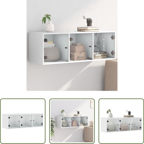 Mobile da parete -  Mobile a Muro con Ante in Vetro Bianco 102x37x35 cm