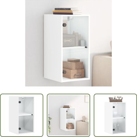 Mobile da parete -  Mobile a Muro con Ante in Vetro Bianco 35x37x68,5 cm