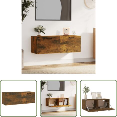 Mobile da parete -  Mobile Pensile Rovere Fumo 100x36,5x35 cm Legno Multistrato