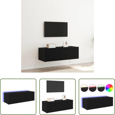 Mobile da parete -  Mobile TV da parete 2 pcs Rovere Nero 100 x 35 x 31 cm