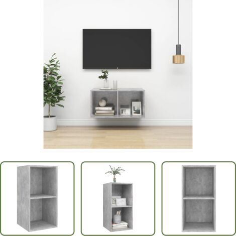 Mobile da parete -  Mobile TV da Parete Grigio Cemento 37x37x72cm Legno Multistrato