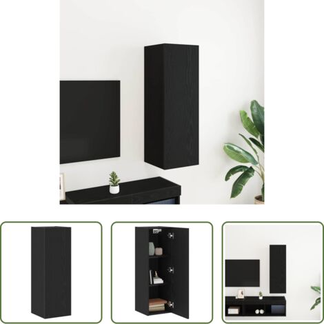 Mobile da parete -  Mobile TV da Parete Rovere Nero 30,5 x 30 x 90 cm
