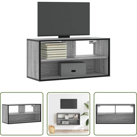 Mobile da parete -  Mobile TV Grigio Sonoma 80x31x39,5 cm Legno Multistrato Metallo