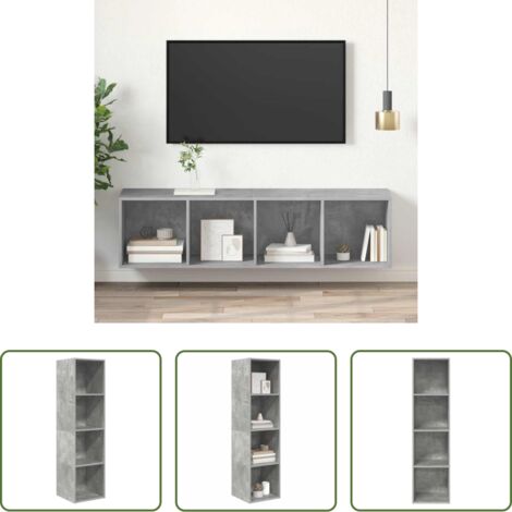 Mobile da parete -  Mobile TV Parete Grigio Cemento 37x37x142,5cm Legno Multistrato