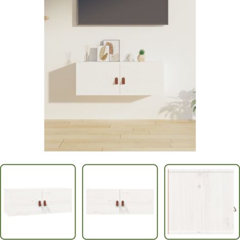 Mobile da parete -  Pensile Bianco 80x30x30 cm in Legno Massello di Pino