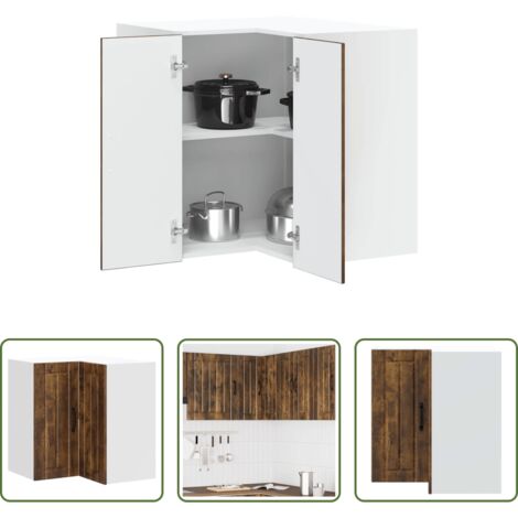 Mobile da parete -  Pensile da Cucina ad Angolo Lucca Rovere Fumo Legno Multistrato