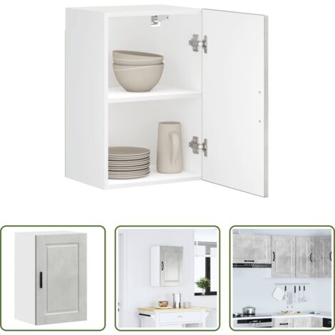 Mobile da parete -  Pensile da Cucina Porto Grigio Cemento in Legno Multistrato