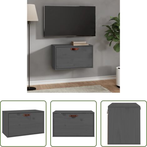 Mobile da parete -  Pensile Grigio 60x30x35 cm in Legno Massello di Pino
