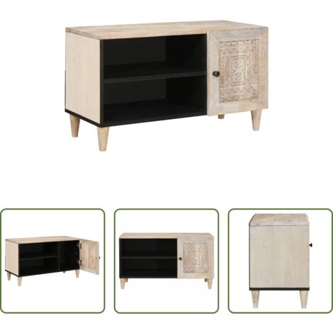 Mobile da parete -  Unità TV con porta Bianco 80 x 33 x 46 cm Legno multistrato