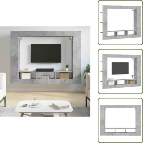 Mobile da parete - vidaXL Mobile Porta TV Grigio Cemento 152x22x113 cm Legno Multistrato - Mobile in legno
