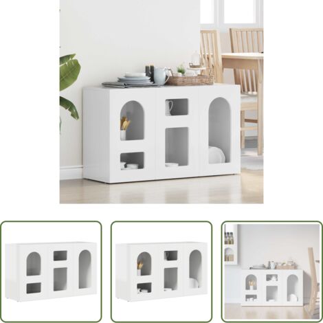 Mobile da pranzo -  Credenza Bianco Lucido 100 x 35 x 59 cm Legno multistrato