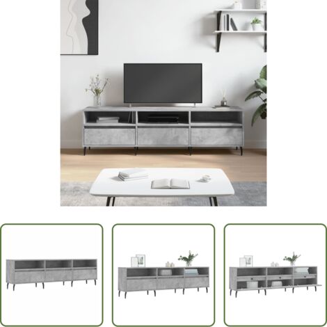 Mobile da salotto -  Mobile TV Grigio Cemento 150x30x44,5 cm Legno Multistrato