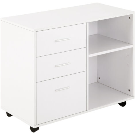 MOBILE DA UFFICIO MULTIUSO CON RIPIANI E CASSETTI 80X40X65 CM BIANCO