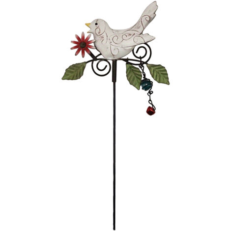 Mobile Décoratif En Fonte Coloré - Moulin De Vent Avec Oiseaux Multicolores Pour Jardin, Cour et Terrasse, Décor Campagnard