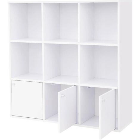 Mobile di stoccaggio bianco a 9 scomparti con 3 porte - L97,5 cm