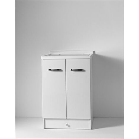 Mobile Eko a terra 60x60 a due ante con lavatoio in polipropilene