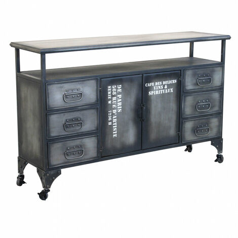 Mobile Emeric 132,5x37,5x82 h cm in Acciaio Grigio