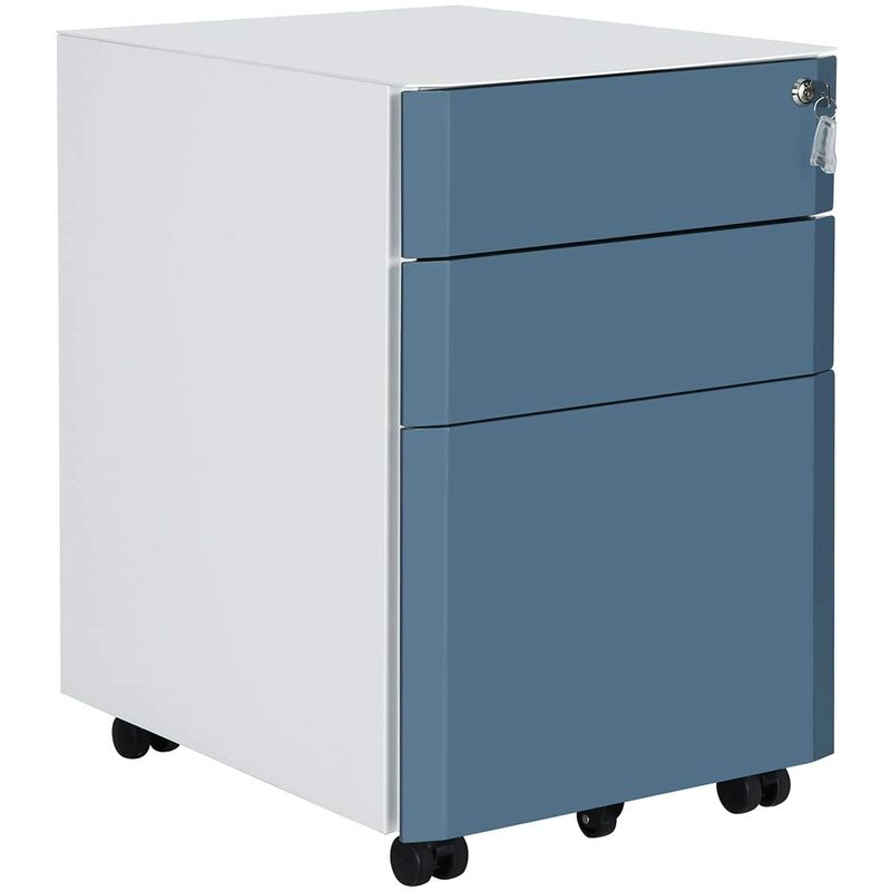 Mobile File Cabinet Lockable Metal Filing Pedestal With 3