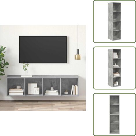 Mobile HiFi - vidaXL Mobile TV Parete Grigio Cemento 37x37x142,5cm Legno Multistrato - Armadio TV