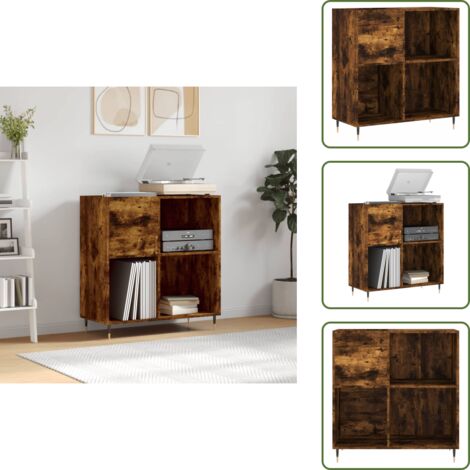 Mobile in ferro - vidaXL Mobile Porta Dischi Rovere Fumo 84,5x38x89 cm Legno Multistrato - Mobile per collezione musicale