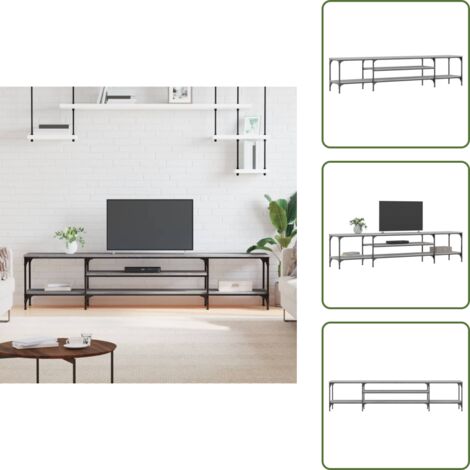 Mobile in ferro - vidaXL Mobile TV Grigio Sonoma 201x35x45 cm Legno Multistrato e Ferro - Mobile per interni